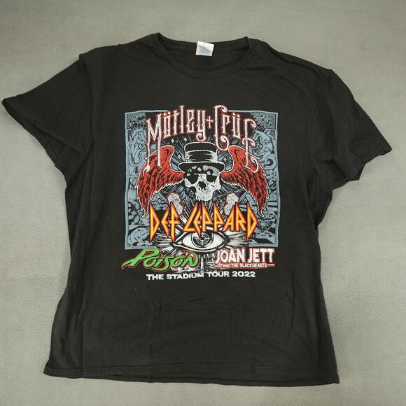 Motley Crue Def Leppard Poison Joan Jett 2022‎ Tour T-Shirt 2 Sided Womens XL - Picture 1 of 7